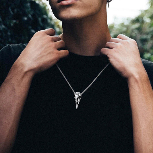 Colar de caveira de corvo Viking Bússola Masculino