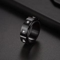 Mens Zircon Rotatable Ring Stainless Steel