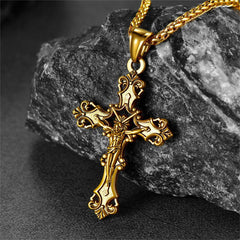 Colar vintage com pingente de cruz crucifixo Jesus masculino