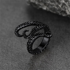 Anel Biker Punk com Três Tentáculos de Polvo para Homens
