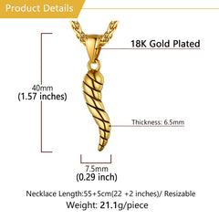 Colar com pingente de chifre italiano Cornicello Amuleto Talismã