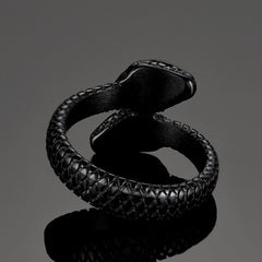 Anel Biker Cobra Dupla Cabeça Aço Inoxidável Masculino