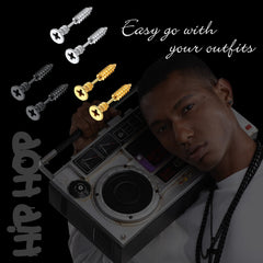 Screw Back Stud Earrings Set 3 Pairs For Men