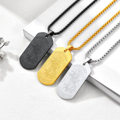 Colar com placa de identificação para cachorro Arcanjo São Miguel Masculino