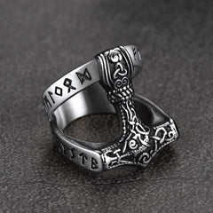 Wikinger Mjolnir Thors Hammer Ring Rune Männer
