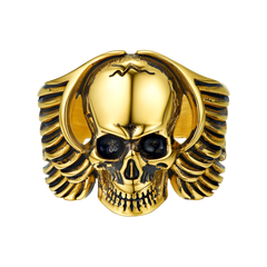 Biker Wings Skull Stainless Steel Ring Men
