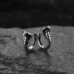 Brincos de argola Huggie em forma de cobra de prata esterlina para homens