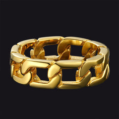 Chunky Cuban Link Chain Ring Men Stainless Steel