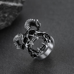 Anel Satânico Baphomet Caveira de Cabra Masculino