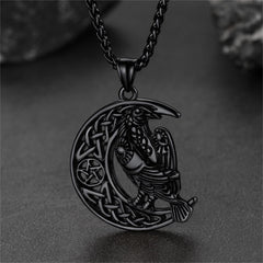 Keltische Halbmond Halskette Odin Rabe