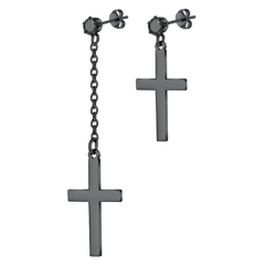 Brincos clássicos assimétricos com pingente em cruz para homens e mulheres