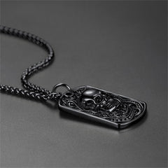Gothic Totenkopf Dog Tag Anhänger Halskette Herren