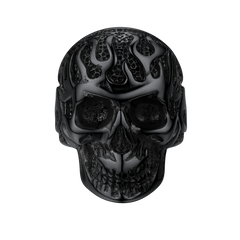 Gothic Fire Flaming Skull Stainless Steel Ring Men