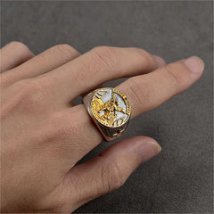 Anel de sinete cristão de São Miguel masculino