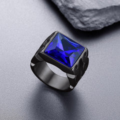 Anel de sinete celta de ônix preta em aço inoxidável masculino