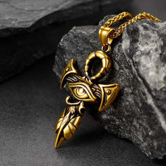 Colar de cruz egípcia Ankh Olho de Horus Masculino