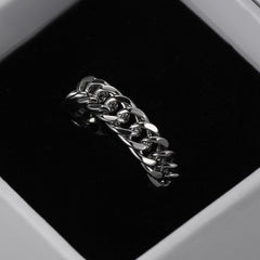 Anel de aço inoxidável com corrente cubana da moda para homens