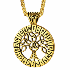 Colar Amuleto Masculino Árvore da Vida Runa Viking Nórdica