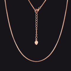 Colar de corrente fina em prata esterlina para mulheres, largura de 1 mm