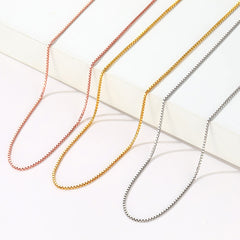 Colar de corrente fina em prata esterlina para mulheres, largura de 1 mm