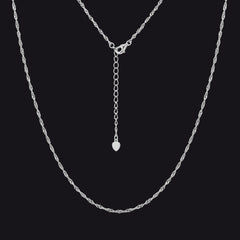 Colar de corrente fina de 16 mm em prata esterlina 925 para mulheres e homens