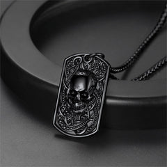 Gothic Totenkopf Dog Tag Anhänger Halskette Herren