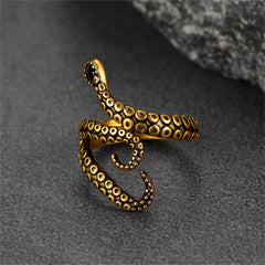 Anel Biker Punk com Três Tentáculos de Polvo para Homens