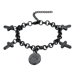 Pulseira com pingente de cruz do patrono São Miguel