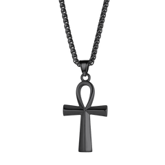 Colar de cruz egípcia copta Ankh para homens e mulheres