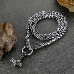 Colar Viking Thors Martelo Mjolnir Masculino Corrente de Lobo