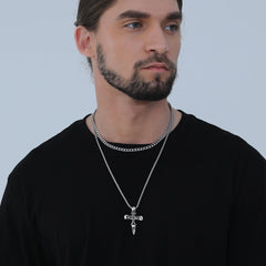 Vintage Totenkopf Kreuz Halskette Herren Edelstahl