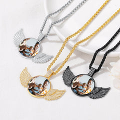 Colar com imagem de asas de anjo personalizadas, presente memorial para homens e mulheres