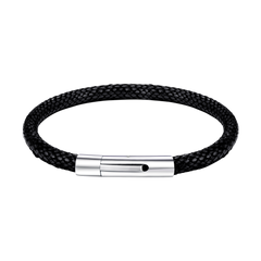 Pulseira de couro genuíno trançado com fecho