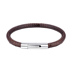 Pulseira de couro genuíno trançado com fecho para presente de aniversário