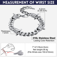 Barbed Wire Cuban Chain in Stainless Steel Bracelet
