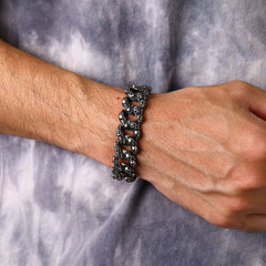 Pulseira de corrente cubana com caveira robusta e pesada, 16 mm de largura