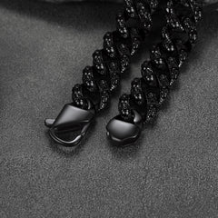 Pulseira de corrente cubana com caveira robusta e pesada, 16 mm de largura