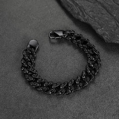 Pulseira de corrente cubana com caveira robusta e pesada, 16 mm de largura