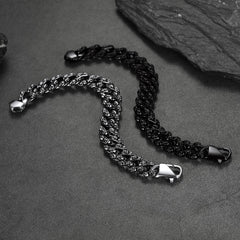 Pulseira de corrente cubana com caveira robusta e pesada, 16 mm de largura