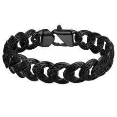 Pulseira de corrente cubana robusta celta de aço inoxidável
