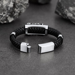 Pulseira de couro trançado preto escorpião punk presente filho neto pulseira