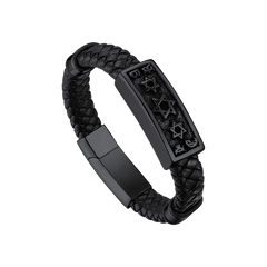 Star David Leather Cuff Grandson Husband Bracelet