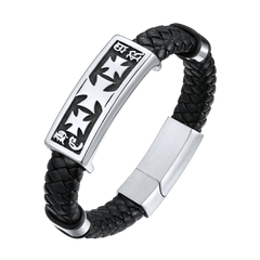 Pulseira de couro com cruz dos Cavaleiros Templários Cristãos