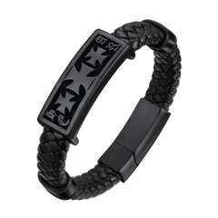 Pulseira de couro com cruz dos Cavaleiros Templários Cristãos