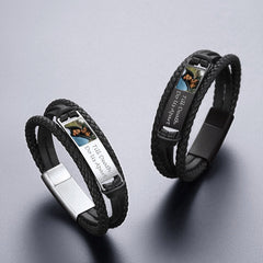 Pulseira de couro com imagem personalizada de animal de estimação