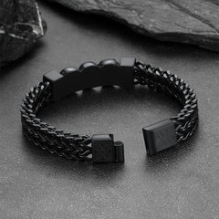 Pulseira de aço inoxidável com nó celta e caveira gótica