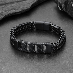 Pulseira de aço inoxidável com nó celta pesado e elo cubano