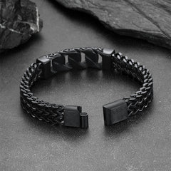 Pulseira de aço inoxidável com nó celta pesado e elo cubano