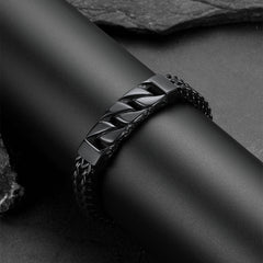 Pulseira de aço inoxidável com nó celta pesado e elo cubano