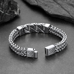 Pulseira de aço inoxidável com nó celta pesado e elo cubano